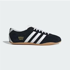 adidas Tokyo Black Suede Trainer with White Stripes